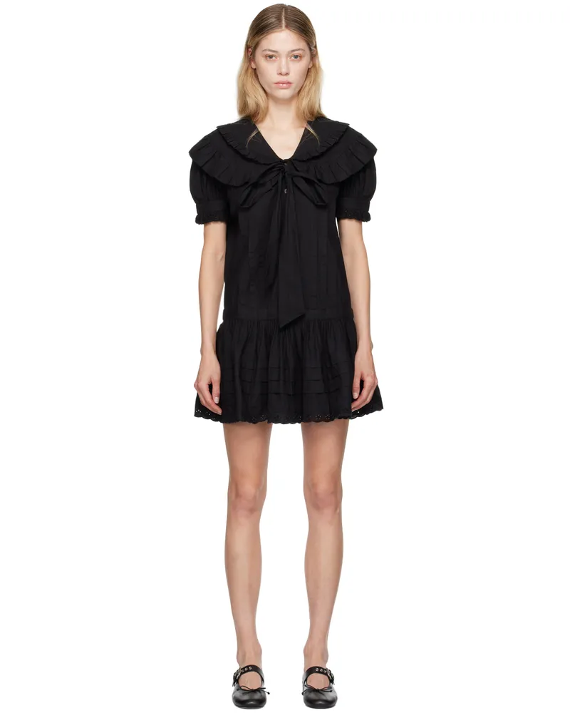 Sandy Liang Black Toki Minidress 001