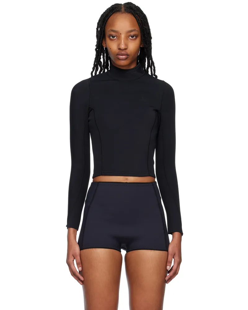 Abysse Black Pam Rash-Guard Swim Top Black