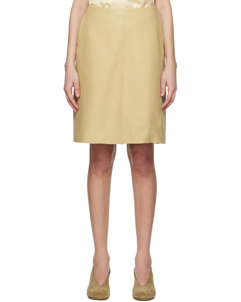Totême Beige A-line Leather Miniskirt Peanut