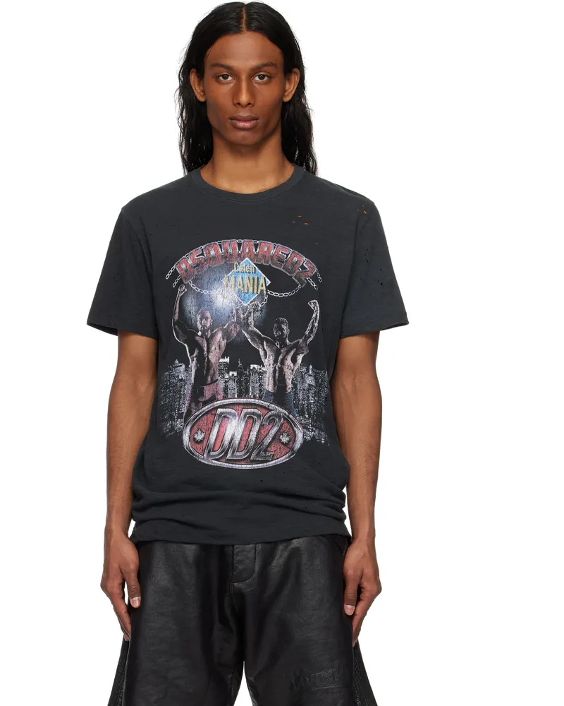 Dsquared2 Black Supervintage Dyed Cigarette Fit T-shirt Charcoal