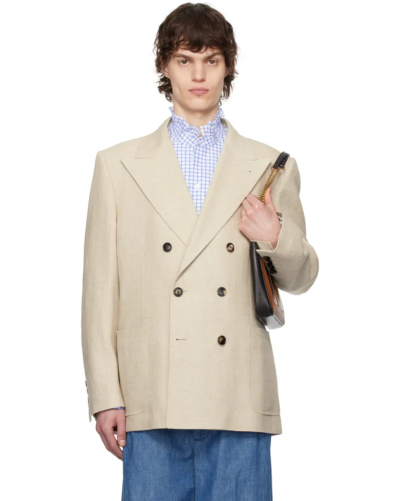 Valentino Garavani Beige Double-Breasted Blazer 0ne