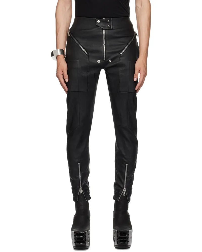 Rick Owens Black Easy Strobe Leather Pants 09
