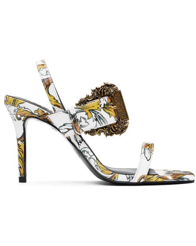 Versace Jeans White Logo Couture Emily Slingback Heeled Sandals Eg03