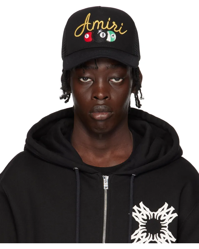 Amiri Black Billiards Trucker Cap Black