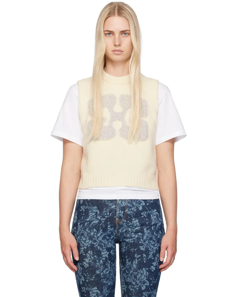 Ganni Off-White Jacquard Vest 135
