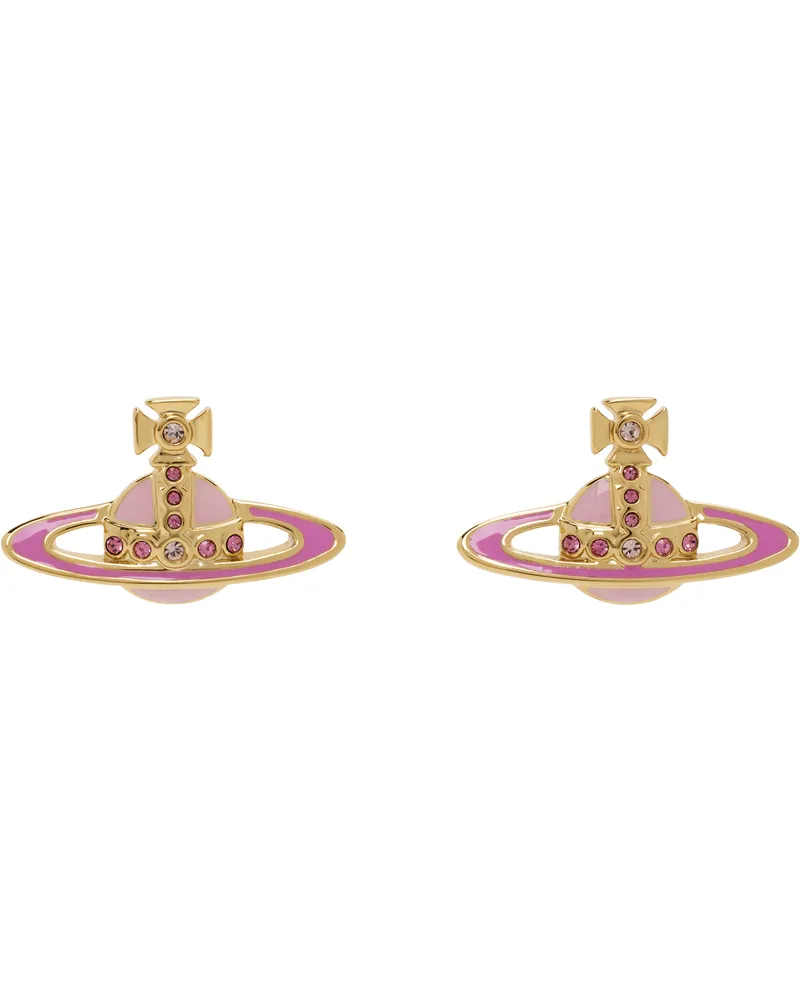 Vivienne Westwood Gold & Pink Small Neo Bas Relief Earrings R839