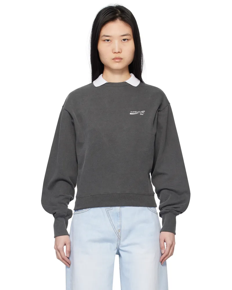 pushBUTTON Gray Standard Collar Sweatshirt Dark