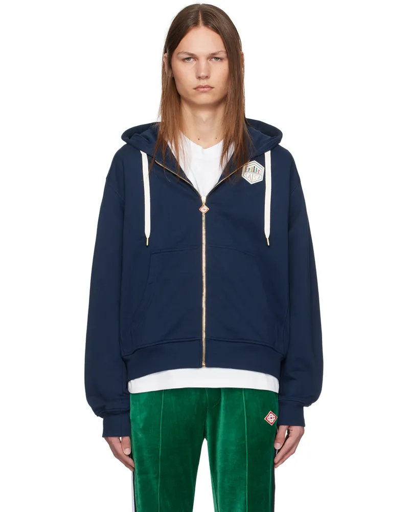 Casablanca Paris Navy Patch Logo Hoodie Casa