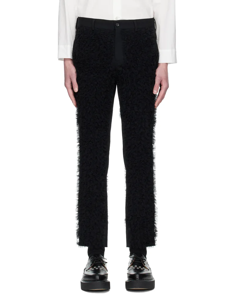 Comme des Garçons Black Wool Gabardine Medium & Nylon Tulle Trousers Black