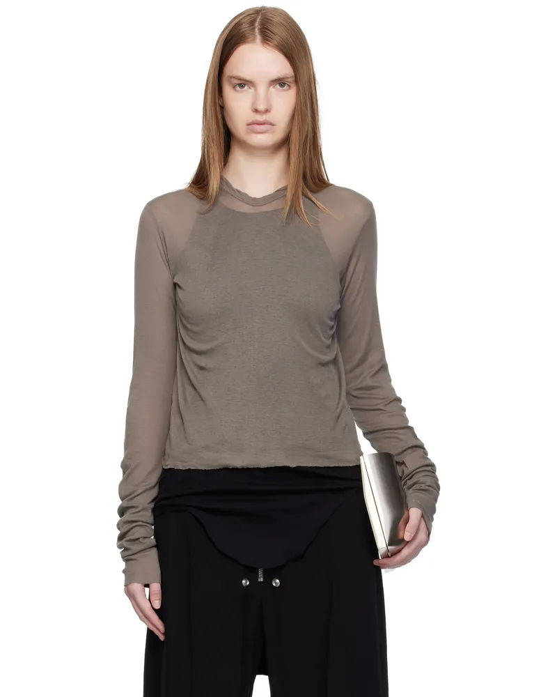 Rick Owens Gray Concordians Cropped Rib LS Hoodie 34