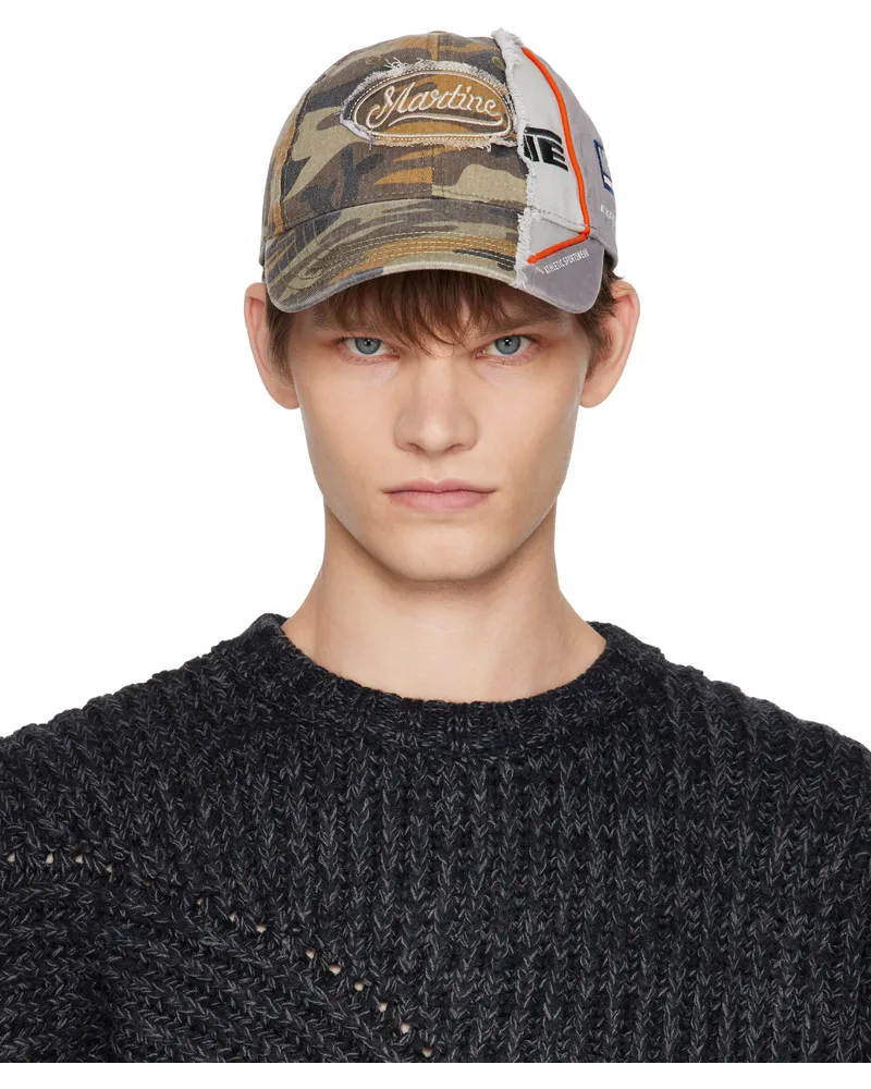 Martine Rose Khaki & Gray Collage Cap Green