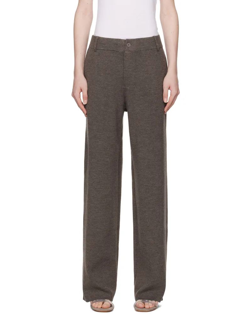 Aya Muse Taupe Knit Trousers Taupe