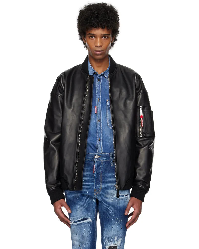 Dsquared2 Black Cypress Leather Jacket 900