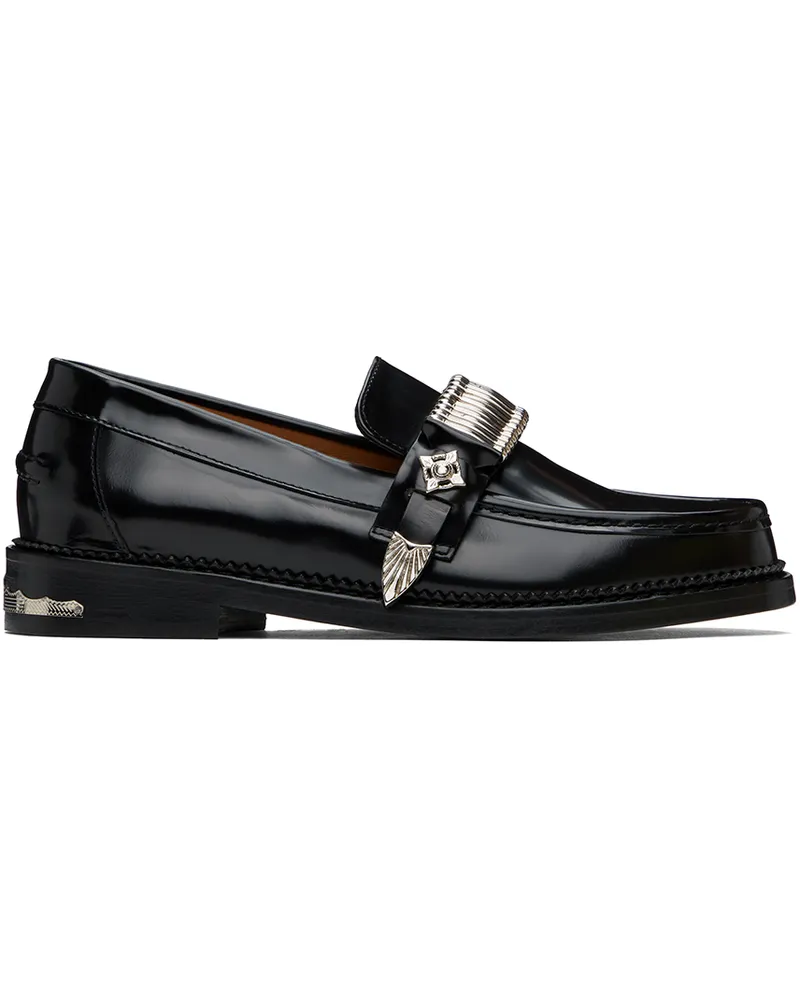 Toga Black Polished Loafers Black