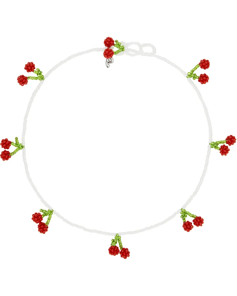 PURA UTZ White & Red Cherry Necklace Multi