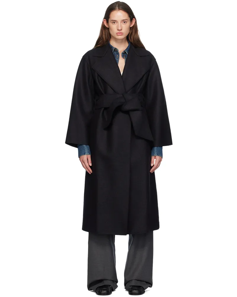 Harris Wharf London Black Belted Clutch Coat 199