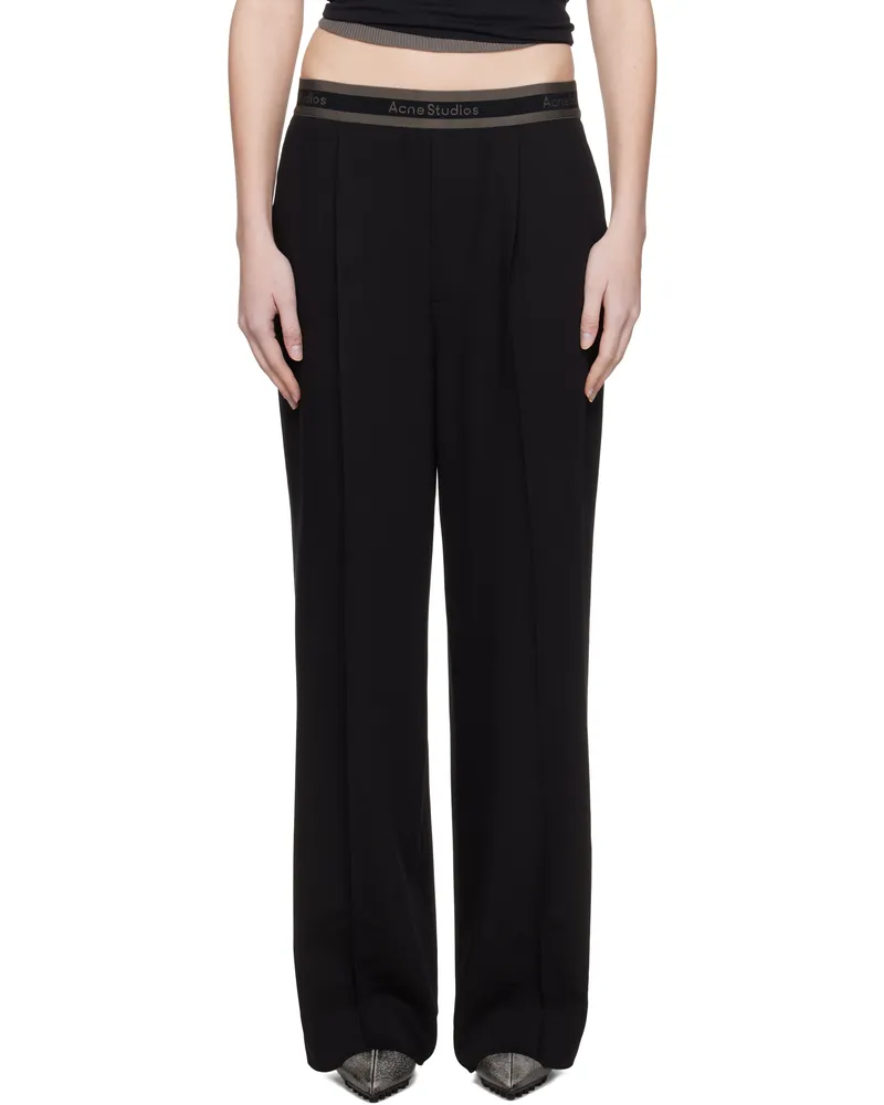 Acne Studios Black Logo Tape Trousers 900
