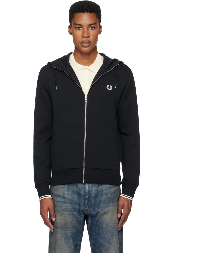 Fred Perry Navy Zip Through Hoodie 795