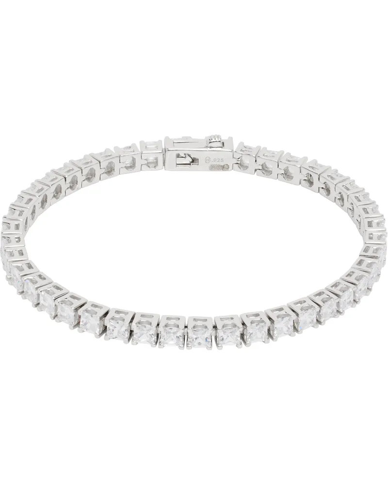 Hatton Labs Silver Facet Tennis Bracelet White