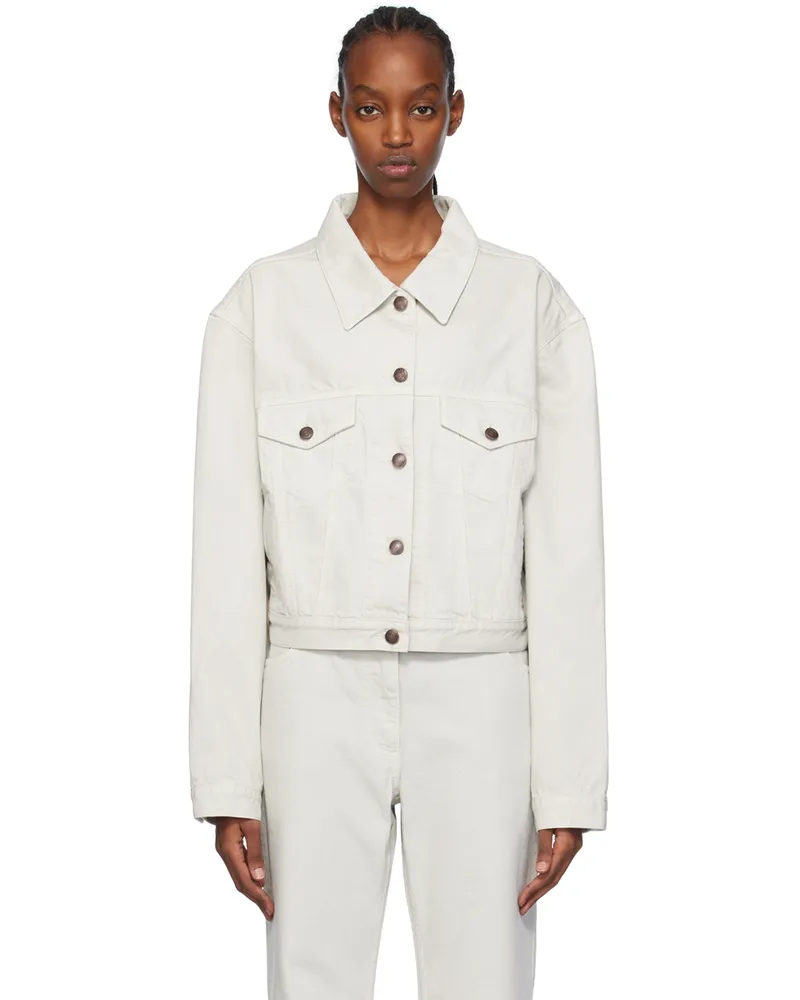 Magda Butrym Gray Classic Denim Jacket Cappuccino