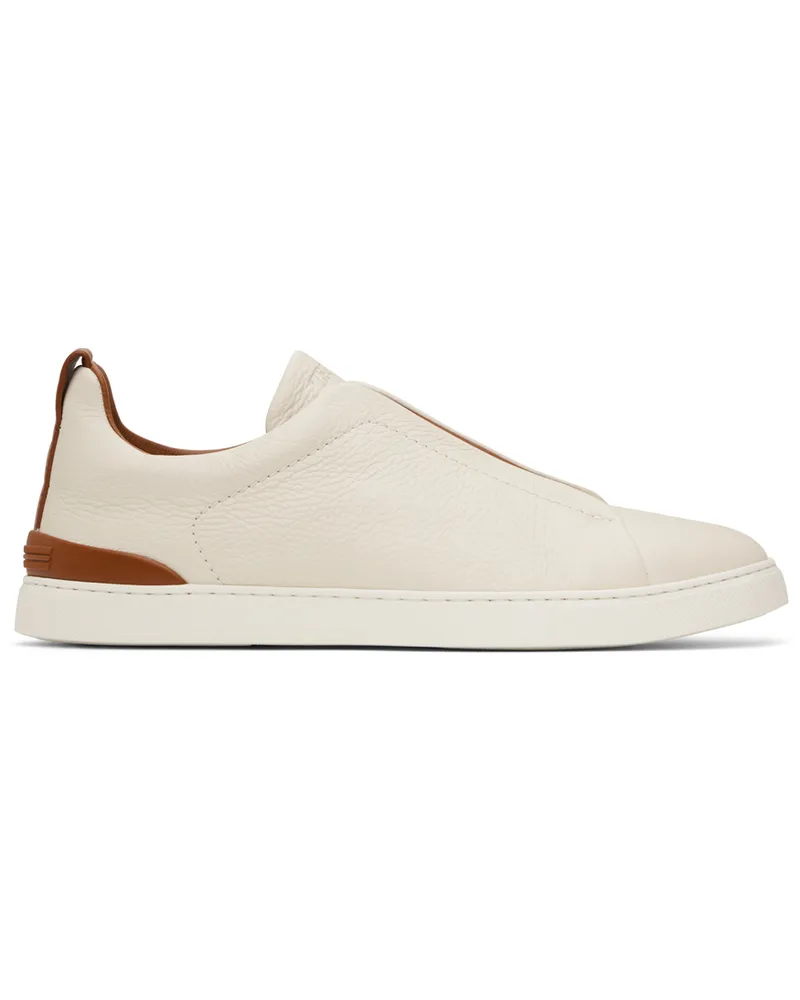 Ermenegildo Zegna Off-White Deerskin Triple Stitch Sneakers Spa