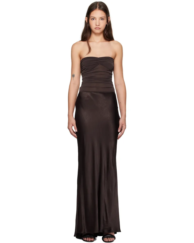 bec & bridge Brown Dua Strapless Maxi Dress Dark