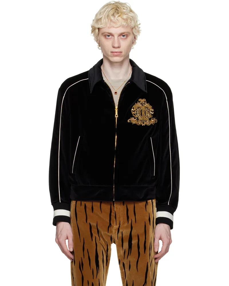 Bally Black Embroidered Bomber Jacket Black