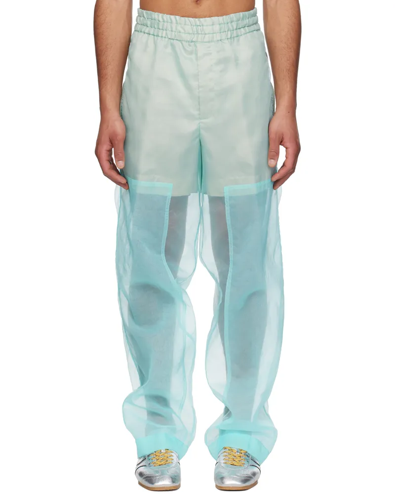 Dries van Noten Blue Layered Trousers Turquoise