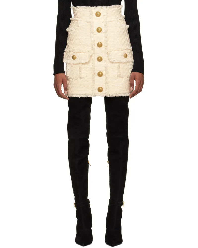 Balmain Off-White Pencil Miniskirt 0aq