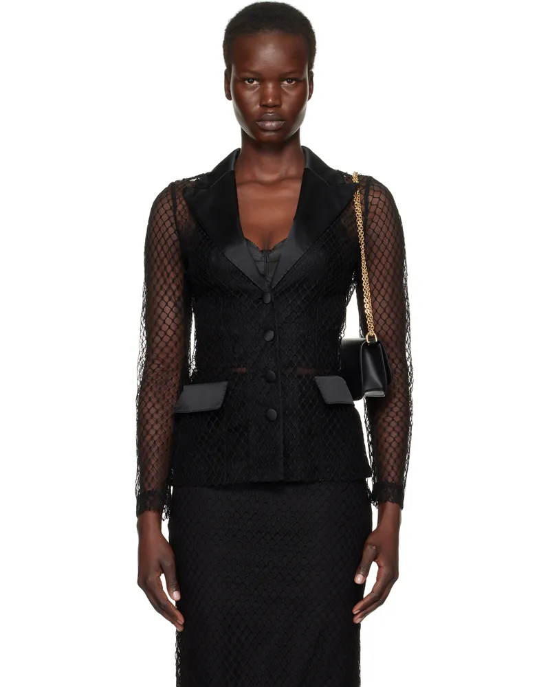 Dolce & Gabbana Black Single-Breasted Mesh 'Dolce' Tuxedo Jacket N0000