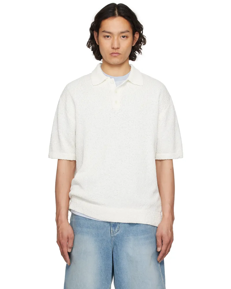 SOLID HOMME White Knit Polo 515w