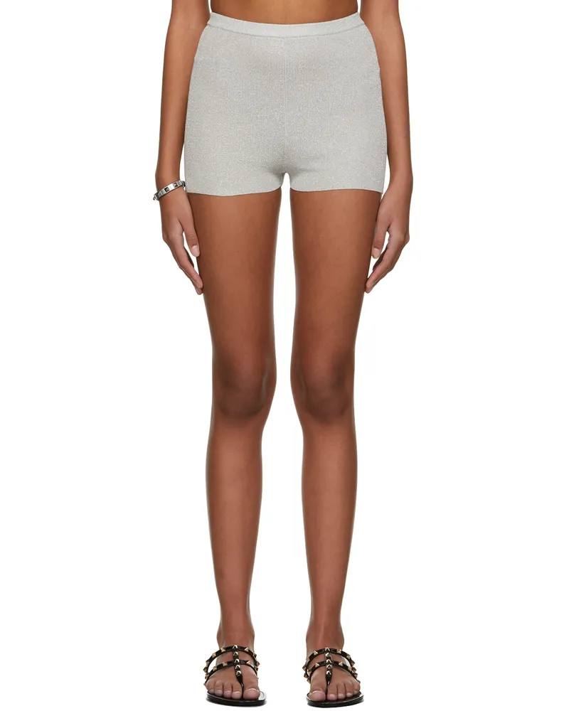 Valentino Garavani Silver Knit Metallic Shorts S13