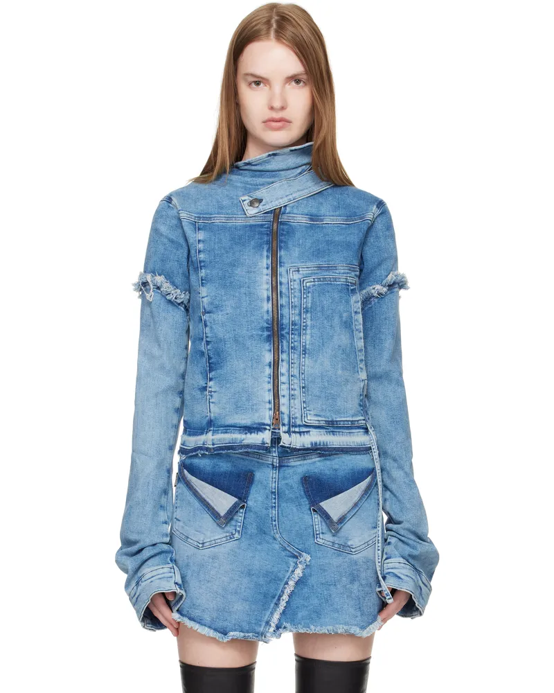 OTTOLINGER Blue Drape Collar Denim Jacket Blu