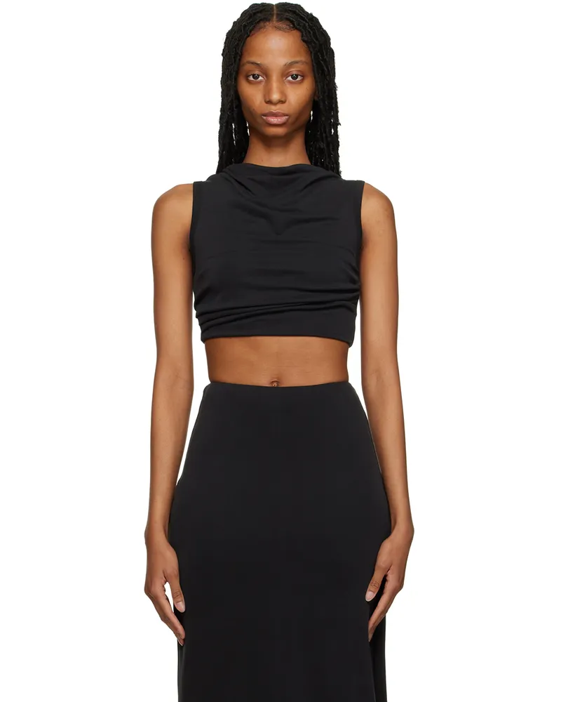 THIRD FORM Black Mode Tuck Tank Top Washed