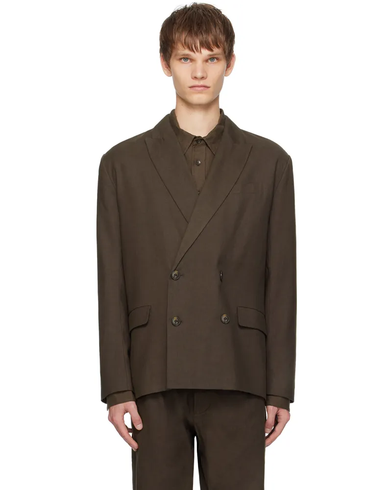 COMMAS Brown Double-Breasted Blazer Chocolate