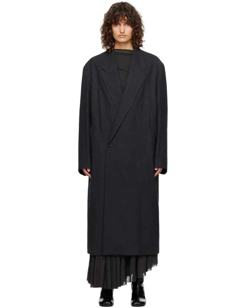 Christophe Lemaire Gray Maxi Double Breasted Coat Mu190