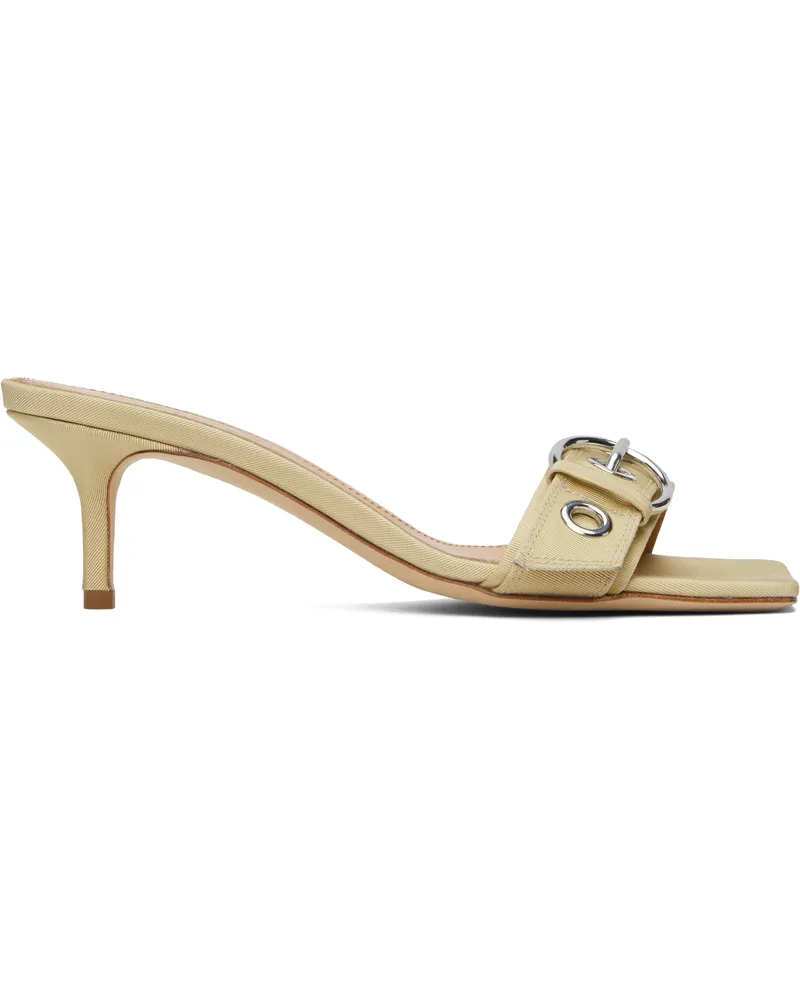 aeyde Beige Ilvy Eyelet Grosgrain Mules Latte
