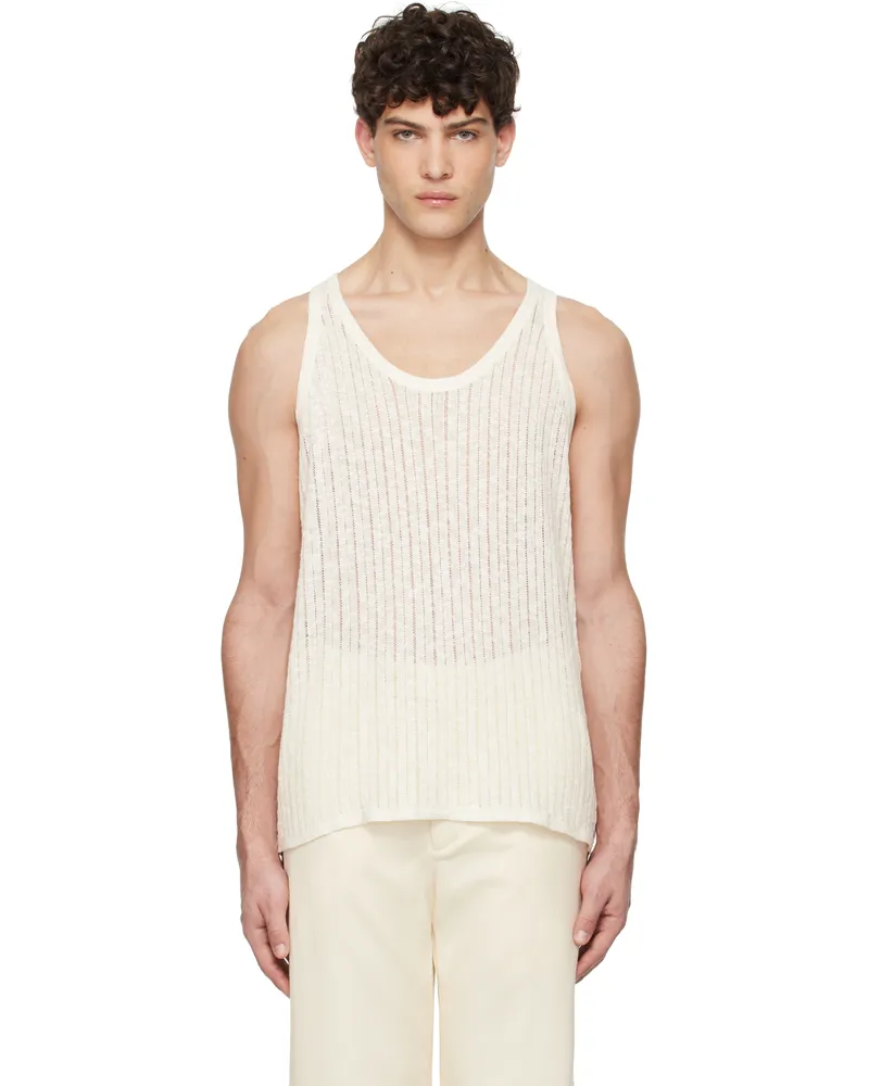 COMMAS Off-White Pointelle Knit Tank Top Off