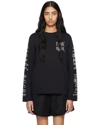 Simone Rocha Black Ribbon Logo Print Long Sleeve T-Shirt Black