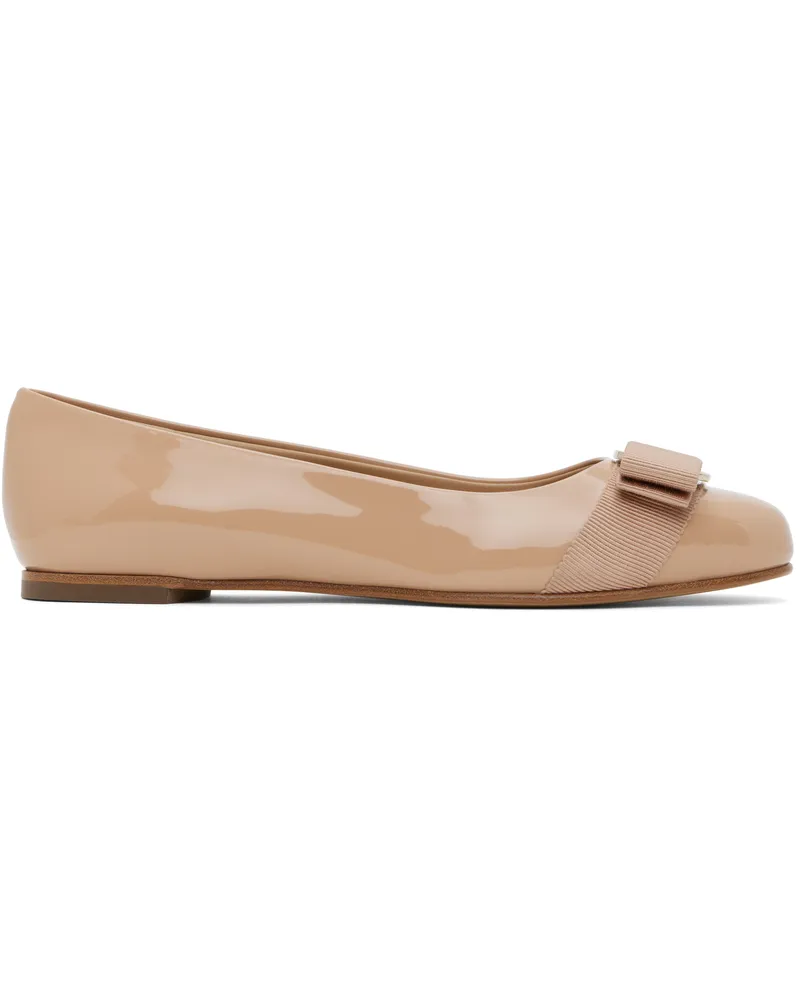 Ferragamo Tan Varina Ballerina Flats 787