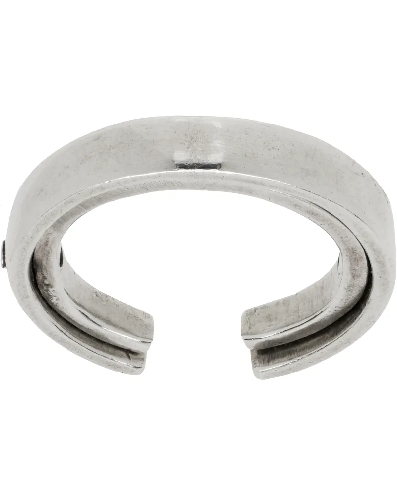 TITLE OF WORK Silver Double Hinge Black Diamond Ring Silver
