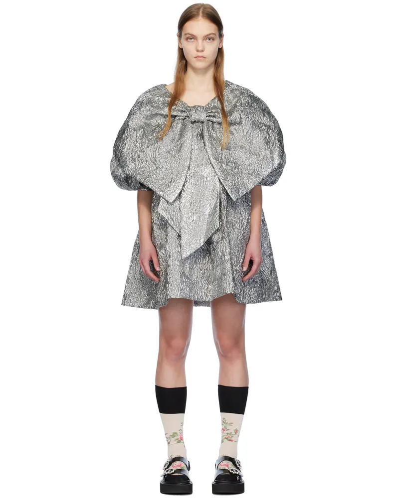Simone Rocha Silver Double Bow Minidress Silver