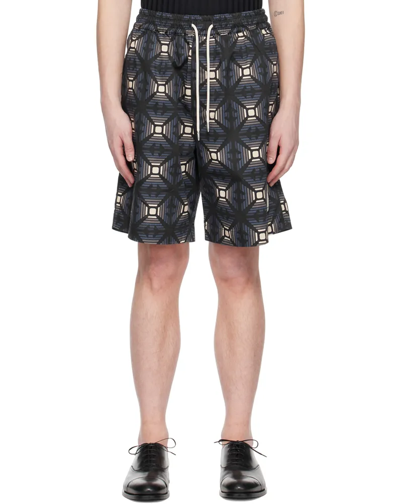 Emporio Armani Blue Printed Shorts Aquila