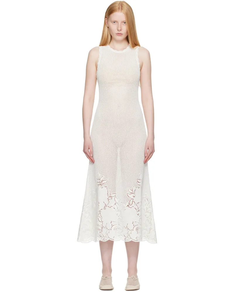 Erdem White Sleeveless Midi Dress Ivory