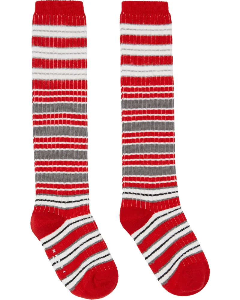 Marni Red & White Striped Cotton Socks Stn62
