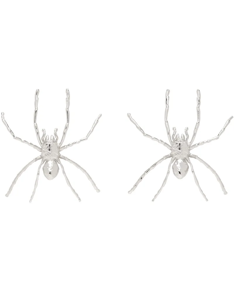 Y/PROJECT Silver Spider Earrings Shiny