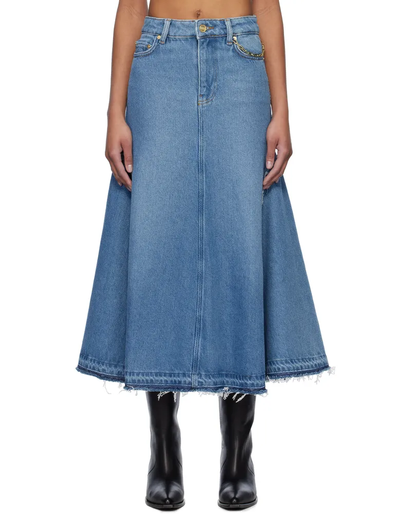 Ganni Blue Heavy Denim Midi Skirt 566