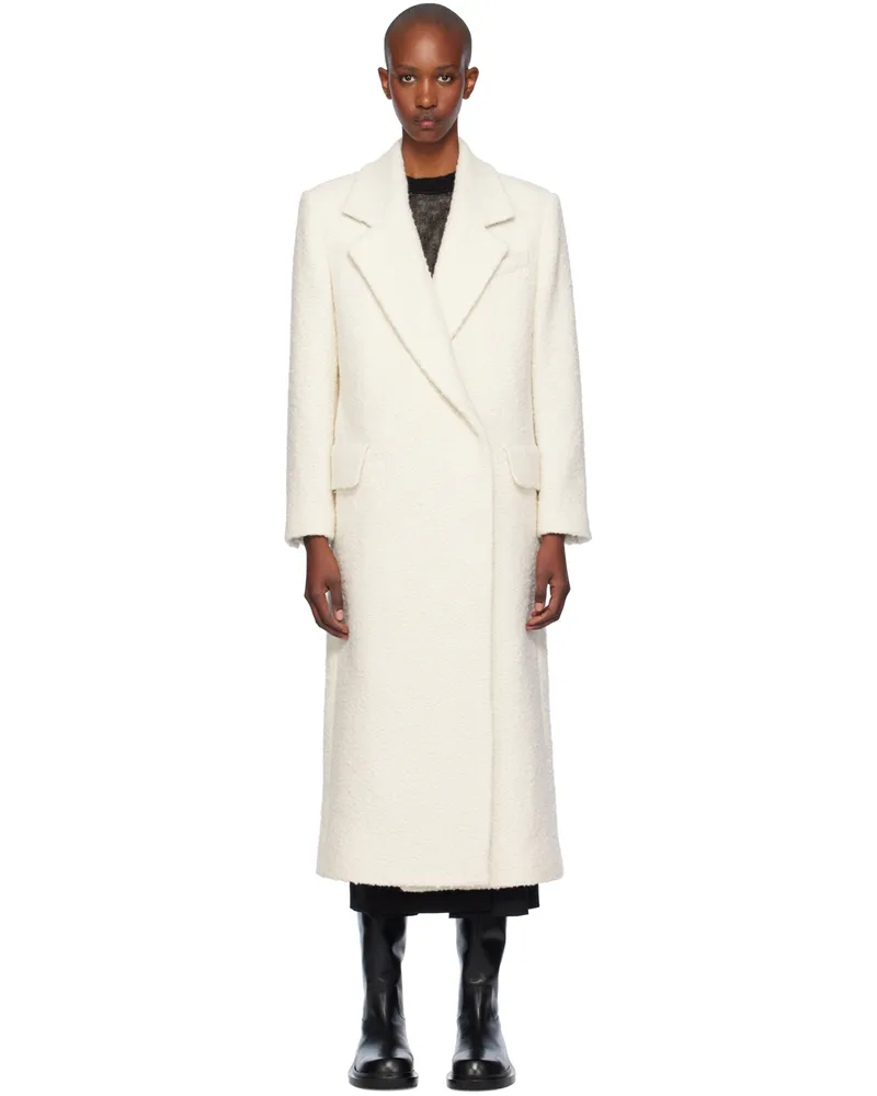 HUGO BOSS Off-White Bouclé-Tweed Slim-Fitting Coat 118