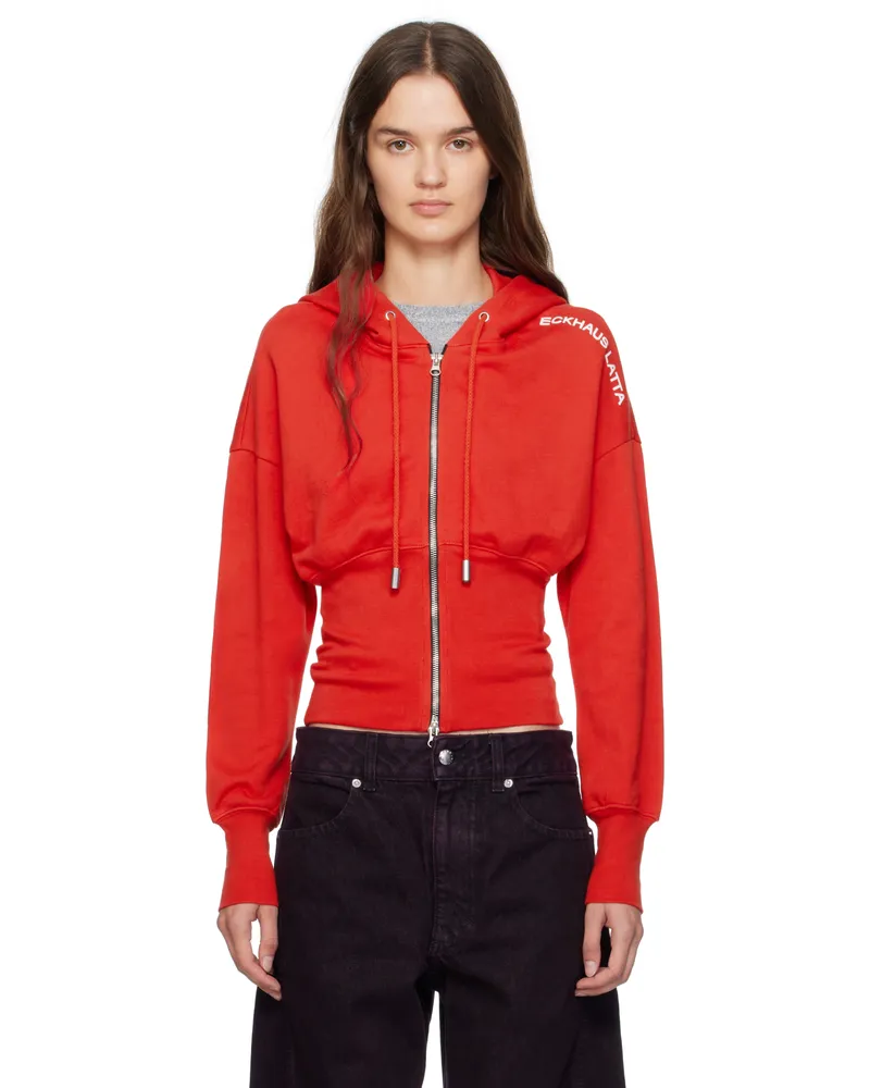 Eckhaus Latta Red Snatched Hoodie Red