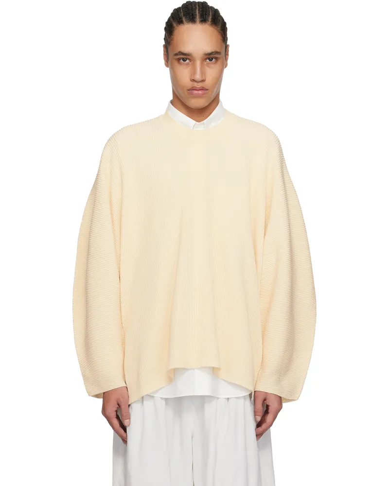 Issey Miyake Beige Tight Twist Cotton Knit Sweater 40-beige
